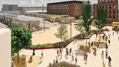 A CGI of the new St Helens interchange and gamble square