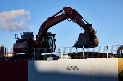 Machinery on the regeneration site in St Helens Town Centre