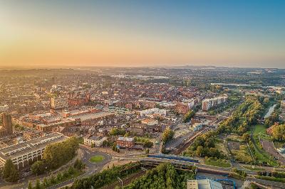 Town Centre Sunset Aerial Town Centre Sunset Aerial