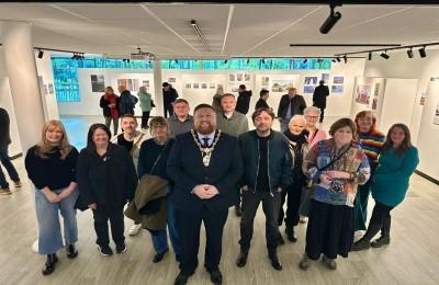 Stuttgart exhibition The Mayor of St Helens Borough with exhibitors at the exhibition
