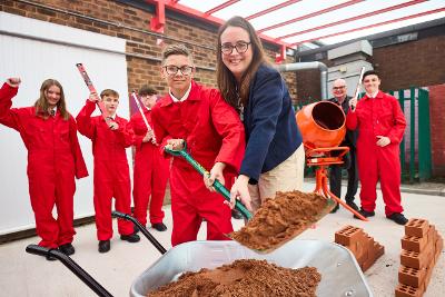 Councillor Kate  Groucutt at St Cuthbert's for launch of new construction GCSE