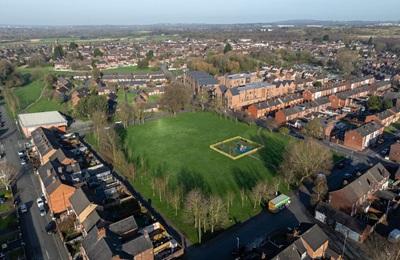 An aerial shot of St John's Playground as it currently is before its transformation