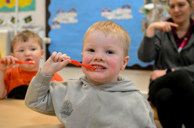 Supervised teeth brushing